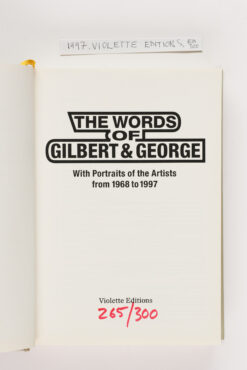 1987 THE WORDS OF GILBERT AND GEORGE NUMBERING PAGE